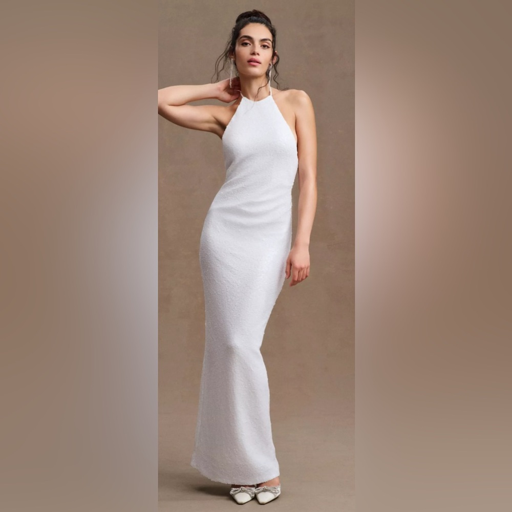 Ronny Kobo Collection White Halter Dress